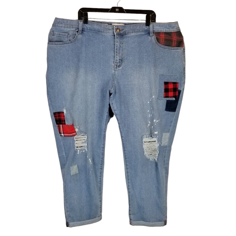 Lane Bryant Signature Fit Mid Rise Boyfriend Patchwork Jeans Size 22
